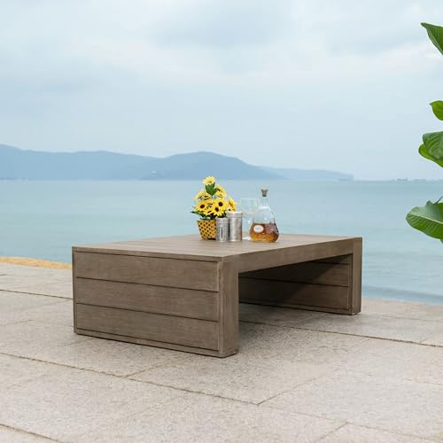 SAFAVIEH Couture Outdoor Collection Santiago Natural Solid Wood Coffee Table