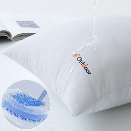 MIULEE Pack of 2 12x20 Outdoor Waterproof Throw Pillow Inserts, Decorative Water-Resistant Pillow Cushion for Patio Garden