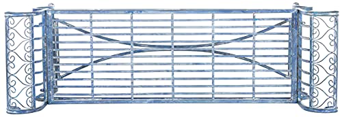 SAFAVIEH Outdoor - Brielle Iron Garden Bench - Mossy Blue - Vintage Ornate Scrollwork Design - Ideal for Patio, Deck, Porch, Garden, 52" W x 16" D x 25.5" H (PAT5004C)