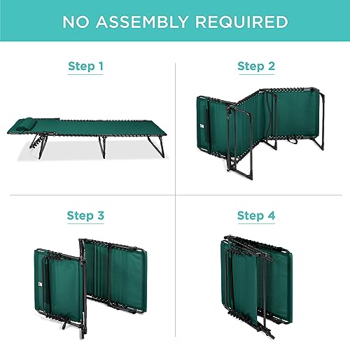Best Choice Products Patio Chaise Lounge Chair, Portable Outdoor Folding Recliner for Lawn, w/ 8 Positions, Handles, 300lb Capacity - Forest Green