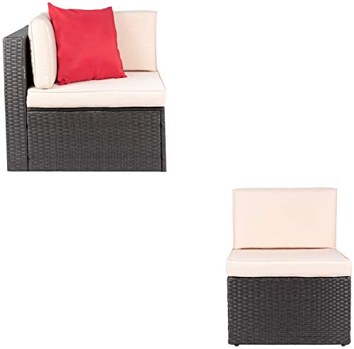 Homall Outdoor Patio Furniture Set All Weather PE Rattan Wicker Loveseat Sectional Sofa with Cushions for Lawn Poolside Backyard Garden