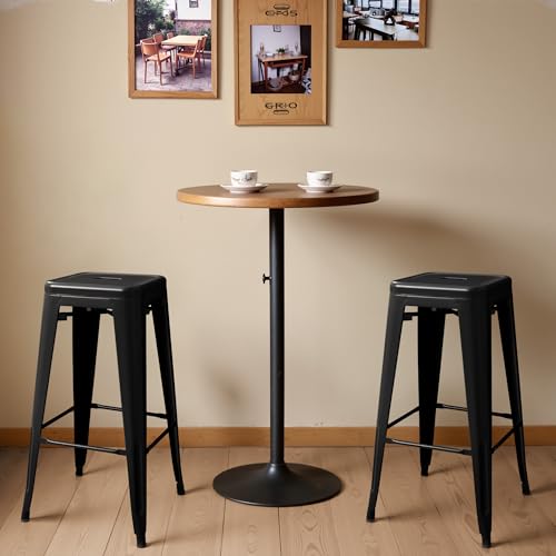 Furmax 30 Inch Metal Bar Stools Set of 4, Counter Height Stools, Industrial Bar Chairs Patio Stool Stackable Stool for Kitchen/Dining Room/Indoor Outdoor(Dark Black, 30'' Backless)
