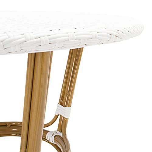 Safavieh PAT4012C Outdoor Collection Sidford White Rattan Bistro Table