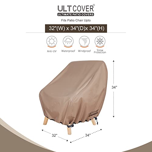 ULTCOVER Waterproof Patio Chair Cover 2 Pack Outdoor Lounge Deep Seat Single Lawn Chair Covers 32W x 34D x 34H inches