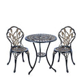 C/G 3 Piece Bistro Set,Outdoor Patio Set,Anti-Rust Cast Aluminum Bistro Table Set for Park Yard Front Porch Furniture(Antique Copper)
