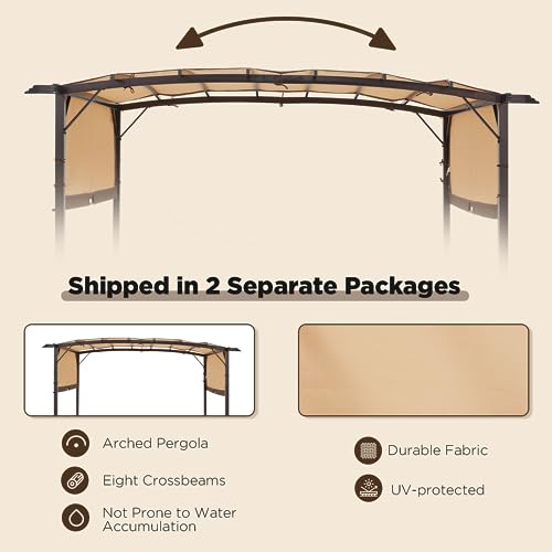 AECOJOY Pergola 9' x 12' Outdoor Pergolas, Pergolas and Gazebo Clearance, Retractable Metal Pergola with Sun Shade Canopy for Patio, Backyard, Garden