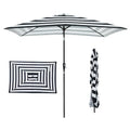 JEAREY 6.5x10 ft Rectangular Patio Umbrellas Rectangle Outdoor Umbrella with Push Button Tilt and Crank, Market Table Umbrella 6 Sturdy Ribs UV Protection for Poolside Garden Backyard Deck, Black-White Stripe