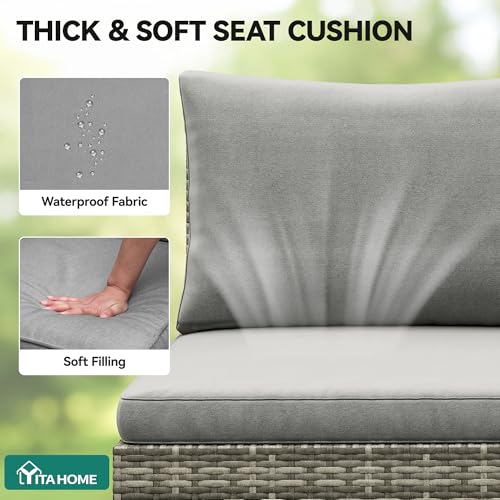 YITAHOME 9PCS Patio Furniture Set with Lift-Top Coffee Table & Ottoman, Outdoor Modular Sectional Sofa, Waterproof Patio Conversation Set, All-Weather Patio Sofa, Outdoor Couch for Deck Backyard