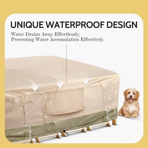 COSFLY Heavy-Duty Waterproof Patio Furniture Cover for Outdoor Table and Chairs Set - Fits 108L x 82W inch, 600D Oxford Fabric Ultimate Weatherproof Rectangular Cover with Adjustable Straps