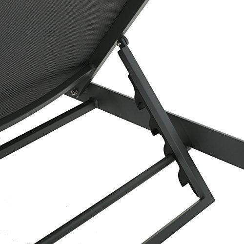 Christopher Knight Home Cape Coral Outdoor Aluminum Chaise Lounges with Mesh Seat, 2-Pcs Set, Grey / Dark Grey