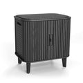Keter Velo 30 Gallon Outdoor Storage Cabinet, Weather-Resistant Resin Deck Box with Steel Reinforcement, Lockable, Wood-Look Finish, Graphite