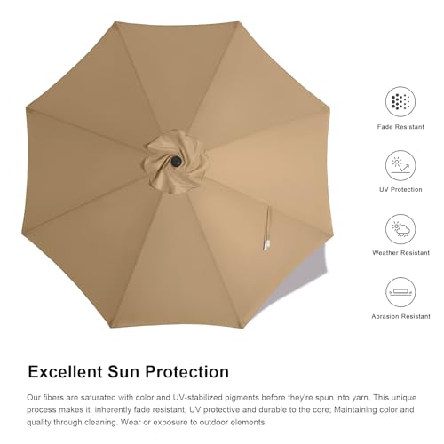 ABCCANOPY 10FT Patio Umbrella, Outdoor Waterproof Table Umbrella with Push Button Tilt and Crank, 8 Ribs UV Protection Pool Umbrella for Garden, Lawn, Deck & Backyard (Gray)