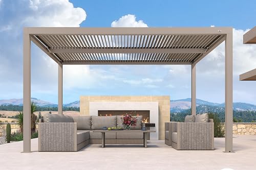 PURPLE LEAF Louvered Pergola 10' × 13' Outdoor Hardtop Gazebo Adjustable Aluminum Sun Shade for Deck Garden Backyard Patio Retractable Roof Canopy