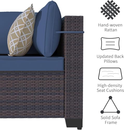 ASJMR 11 Pieces Patio Furniture Set with 2 Swivel Chairs Patio Furniture Outdoor Sectional Sofas with 55000 Gas Fire Pit Patio Conversation Set w/7 Cushions
