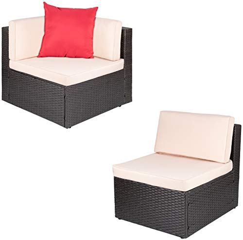 Homall Outdoor Patio Furniture Set All Weather PE Rattan Wicker Loveseat Sectional Sofa with Cushions for Lawn Poolside Backyard Garden