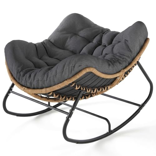Aoitun Ergonomic Outdoor Racking Chair - All-Weather HDPE Patio Rocking Chair for Front Porch, 300 LBS Capacity