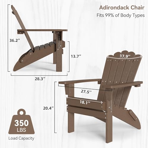 ACUEL Adirondack Chairs, Folding Chairs Set of 2, Weather-Resistant Patio Chair with Wide Armrests & High Backrest, Fire Pit Chair for Garden, Backyard, Porch