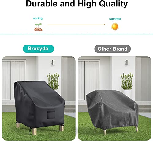 BROSYDA Patio Chair Covers for Outdoor Furniture Waterproof 2 Pack, Lawn Chair Covers 600D Heavy Duty Oxford Cloth, Large Covers for Lounge Lawn Deep Seat Black 29"W×30"D×36"H