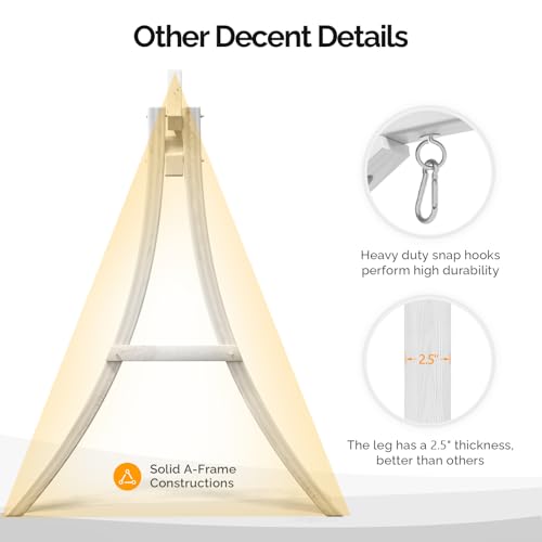 VINGLI 6.7FT Porch Swing Frame, 1000LBS Heavy Duty A-Frame Wooden Porch Swing Stand with Curved Arc Top for 5FT Porch Swing, Large Swing Hanger for Garden, Patio, Backyard & Indoor, White