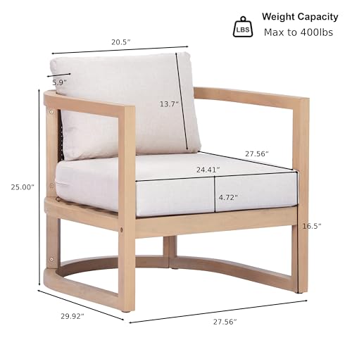 Christopher Knight Home Fido 5-Seater Patio Furniture Set with Cushion, 4 Piece Outdoor Acacia Wood Conversation Set, Solid Wood Outdoor Sectional Sofa Set with Coffee Table, Light Teak+Beige