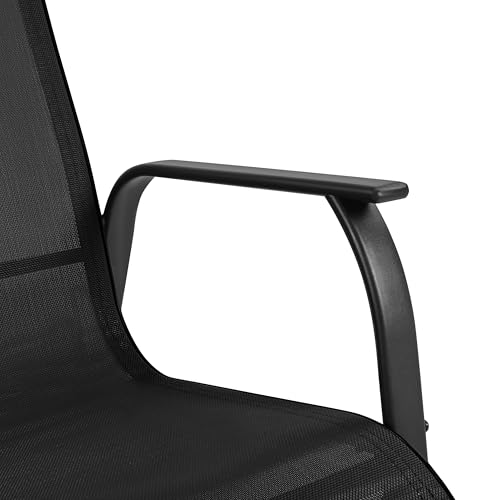 Yaheetech Set of 2 Patio Dining Chairs, Outdoor Stackable Patio Chairs with Backrest/Armrests, All Weather Chairs for Garden/Lawn/Porch/Backyard Pool, Black