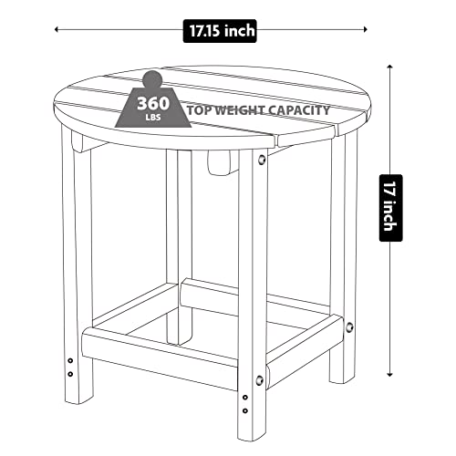 LZRS Round Adirondack Patio Side Table End Table, Outdoor Side Tables for Patio, Backyard,Pool, Indoor Companion, Easy Maintenance & Weather Resistant(Black)