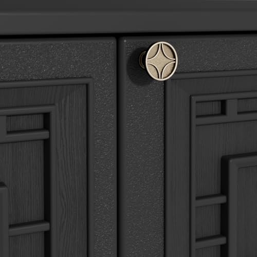 KINYING Outdoor Storage Cabinet Waterproof, Resin 62 Gallon Deck Box for Patio Furniture Cushions, Garden Tools, Pool Tools and Kids’ Toys (Black with 1 Shelving)