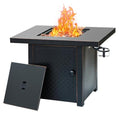 Verdeluxe 32'' Propane Fire Pit,50000 BTU Gas Firepit Table with 2 Drink Holders, Lid & Lava Rock,Outdoor Fire Pit Table for Dining or Party,Propane Firepits for Outside,Patio,Yard