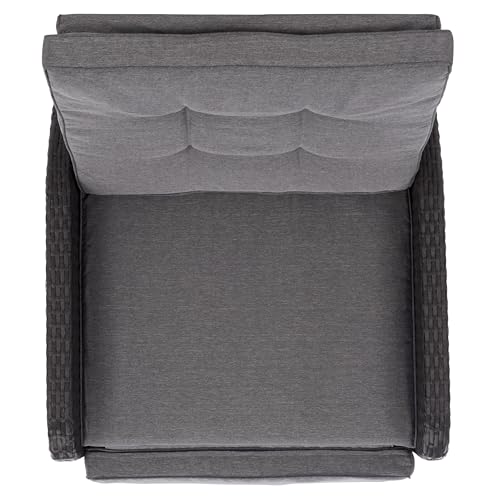 SAFAVIEH Outdoor Patio Furniture Collection – Millman Black & Grey Weather-Resistant Recliner Chair, Adjustable Backrest & Cushioned Seat (PAT6906A)