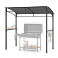 Tangkula 7ft Grill Gazebo, Patio Barbecue Canopy with Serving Shelf and Storage Hooks, Curved Grill Shelter w/Heavy-Duty Steel Frame Sunshade Awning for Outdoor Garden (Gray)