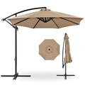 Best Choice Products 10ft Offset Hanging Market Patio Umbrella w/Easy Tilt Adjustment, Polyester Shade, 8 Ribs for Backyard, Poolside, Lawn and Garden - Tan