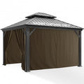 RichSets Gazebo Curtains Outdoor Waterproof - 10'Wx12'Lx7'H Gazebo Universal Replacement Privacy Curtains, 4 Panels Sidewall Drapes with Zipper for Patio Pergola Garden Backyard, Brown