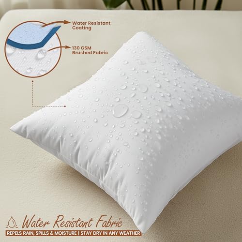 Utopia Bedding Outdoor Pillow Inserts 18 x 18 Inches (Pack of 2, White), Water Resistant Garden Throw Pillows for Patio and Porch Furniture