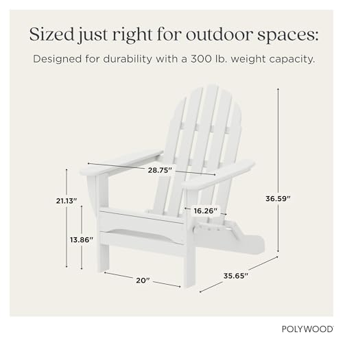 POLYWOOD AD5030WH Classic Folding Adirondack Chair, White 35.7 x 29 x 35.7 inches