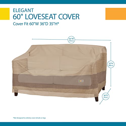 DUCKCOVERS Elegant Waterproof 60 Inch Patio Loveseat Cover, 60W x 36D x 35H, Patio Furniture Covers