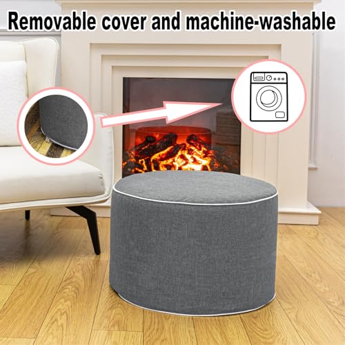 AbunHeri Outdoor Ottoman Outdoor Ottomans for Patio 20x12 Inches Modern Lightweight Foam Stuffed Pouf Outdoor Footstool Footrest Foot Stool Waterproof (Gray)