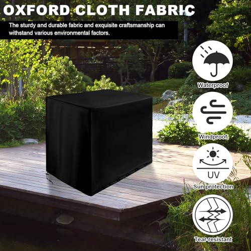 Fukaisu Cover for Devoko 30-Gallon Outdoor Deck Storage Box, 22.8x19.9x16.9in/58x50.5x43cm Waterproof & Reusable Patio Outdside Deck Tool Box Cover with Drawstring Design