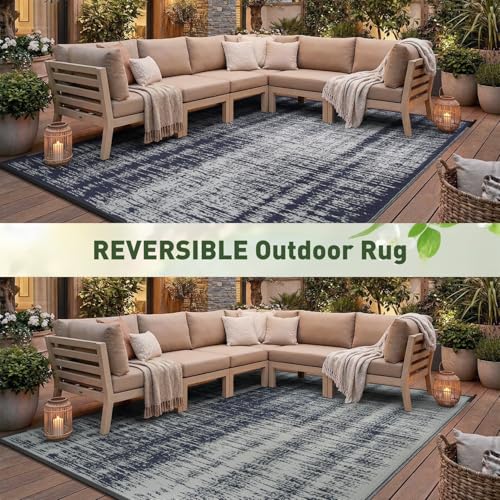 MontVoo Outdoor Rug Waterproof 5x8 ft Outdoor Patio Rug Mat Reversible Plastic Straw Outside Rug Carpet Outdoor Rugs for RV Camping Picnic Beach Balcony Porch Deck