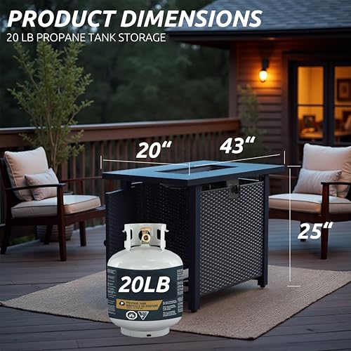 NIGOME Propane Fire Pit Table – Rectangle 43 Inch Outdoor Firepit for Patio, Balcony, and Garden – Versatile Gas Fire Pit with Lava Rock & Table Lid