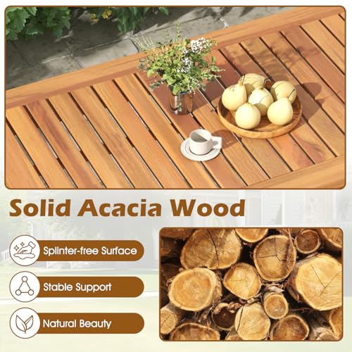 Tangkula 4 Pieces Patio Furniture Set, Outdoor Acacia Wood Conversation Set with Soft Cushions and Coffee Table, Outdoor Sectional Sofa Set for Lawn, Garden, Backyard and Poolside (1, Natural)