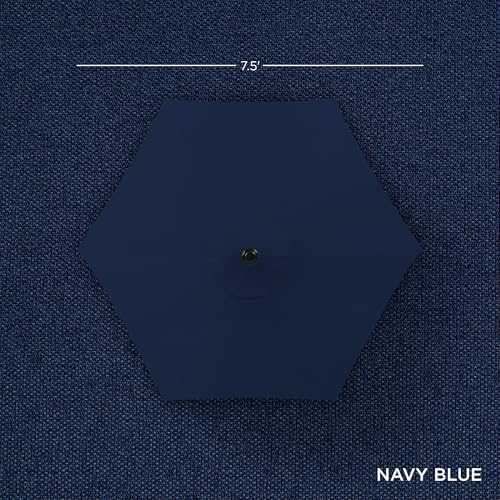 Best Choice Products 7.5ft Heavy-Duty Round Outdoor Market Table Patio Umbrella w/Steel Pole, Push Button Tilt, Easy Crank Lift - Navy Blue
