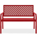 Best Choice Products Outdoor Bench 2-Person Metal Steel Benches Furniture for Garden, Patio, Porch, Entryway w/Geometric Backrest, 790lb Capacity - Rose Red