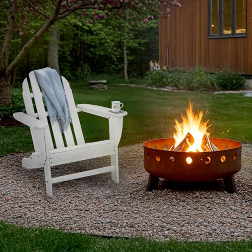 Hanover Classic Adirondack Chair, All-Weather HDPE Outdoor Furniture, Eco-Friendly, Durable Outdoor Patio Seating, White