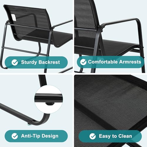 DUMOS 3 Piece Patio Furniture Set，Outdoor Patio Furniture Set with Table and Chairs, Patio Sectional Bistro Sets for Lawn, Garden, Balcony, Poolside Blake