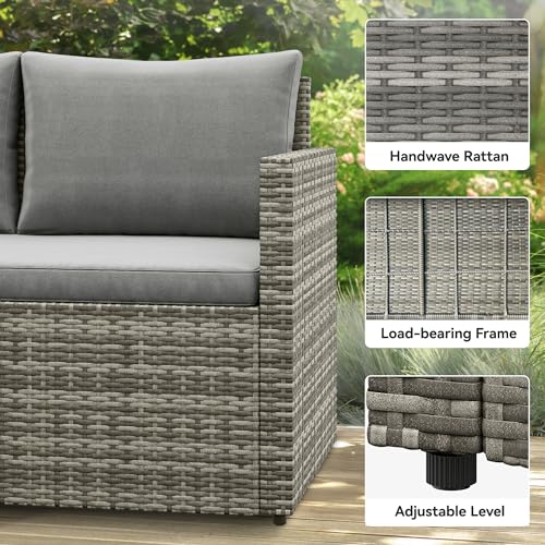 YITAHOME 9 Piece Patio Furniture Set, All-Weather Wicker Outdoor Sectional Sofa with Lift-Top Coffee Table & Ottoman, Patio Conversation Set for Deck, Backyard, Porch - Gray Gradient