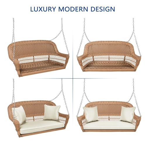 Resin Wicker Porch Swing, Honey