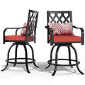YITAHOME Outdoor Swivel Bar Stools Set of 2, Metal Outdoor Swivel Bar Chairs Max Bearing 352 Lbs, All Weather Bar Height Patio Stools w/Cushion & Pillow for Patio Deck Garden Poolside, Black