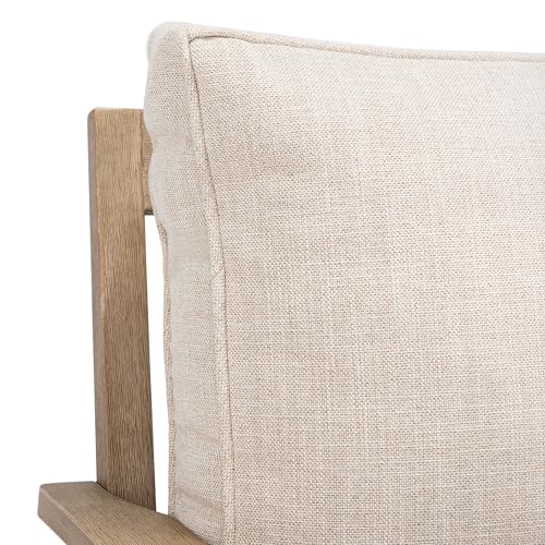 SAFAVIEH Couture Outdoor - Martinique Armchair - Natural & Beige - Solid Wood - Slatted Coastal Design - Ideal for Patio, Deck, Porch, Backyard, 18.3" Seat Height (CPT1011A)