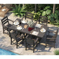 HOPUBUY 7 Pieces Patio Dining Set for 6, 71" HDPE All-Weather Patio Table and Chairs Set with Umbrella Hole, Durable Outdoor Furniture Set for Garden, Backyard, Lawn & Poolside (Black)