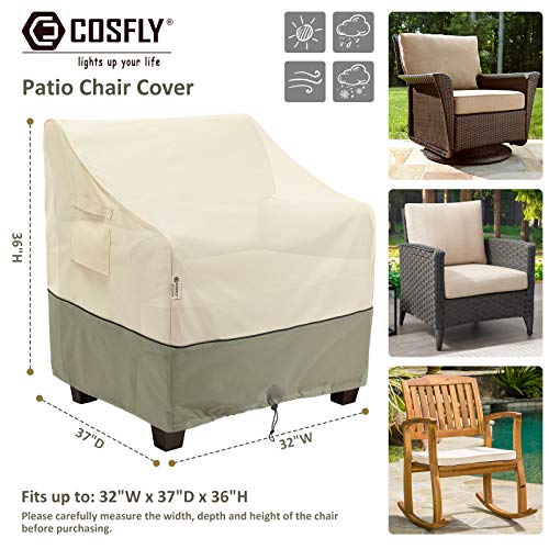 COSFLY Outdoor Furniture Patio Chair Covers Waterproof, Lounge Deep Seat Cover, Lawn Furnitures Covers Fits up to 32W x 37D x 36H inches(2 Pack)